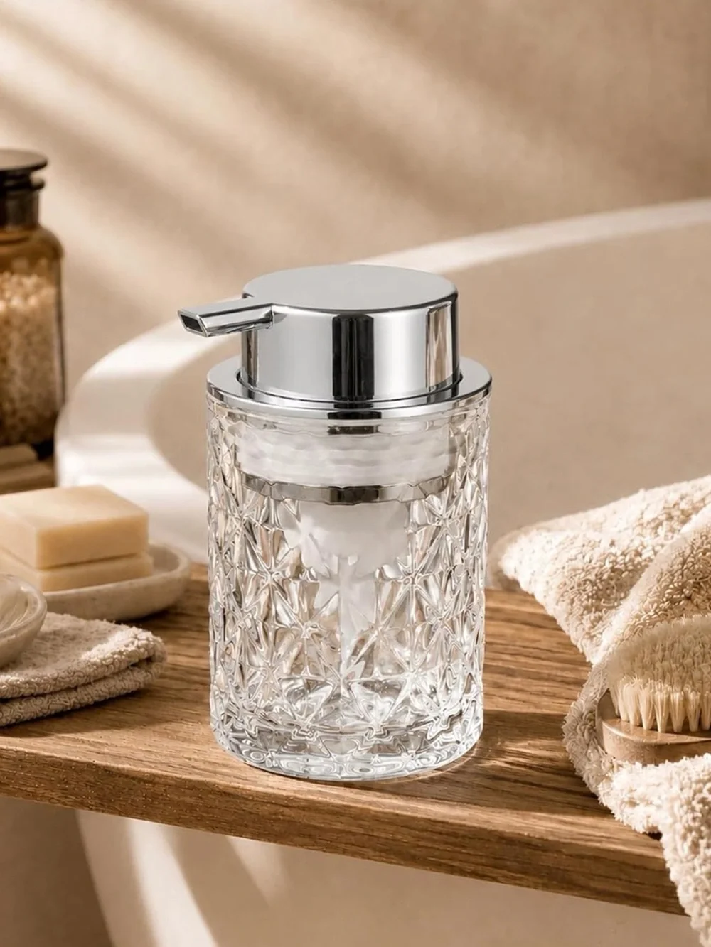Crystal Diamond Glass Soap Dispenser - Clear